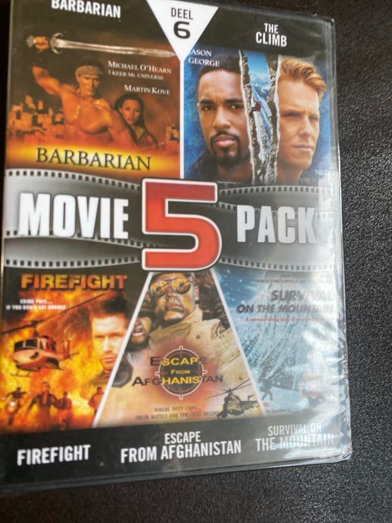 Movie 5 Pack DVD: Barbarian, The Climb, Firefight, Escape, S, Cd's en Dvd's, Ophalen of Verzenden, Nieuw in verpakking, Speelfilm