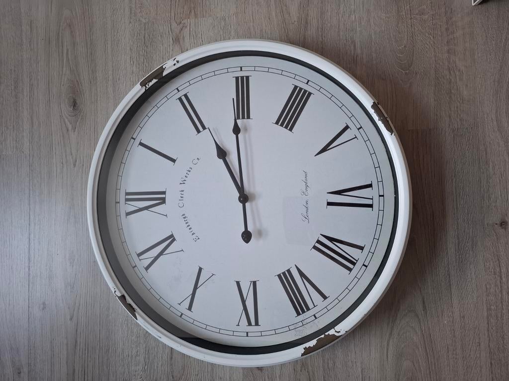Metalen Wandklok met Romeinse Cijfers - Ø 51 cm, Ophalen of Verzenden
