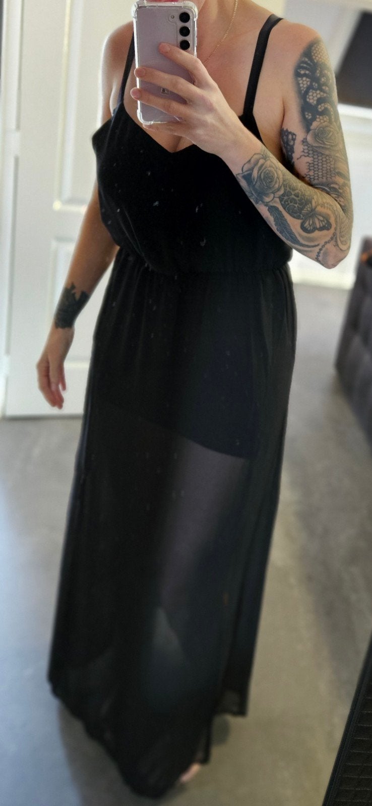 Zwart dames jurk met split - Maat 40 (valt als S/M), H&M, Zwart, Ophalen of Verzenden, Zo goed als nieuw