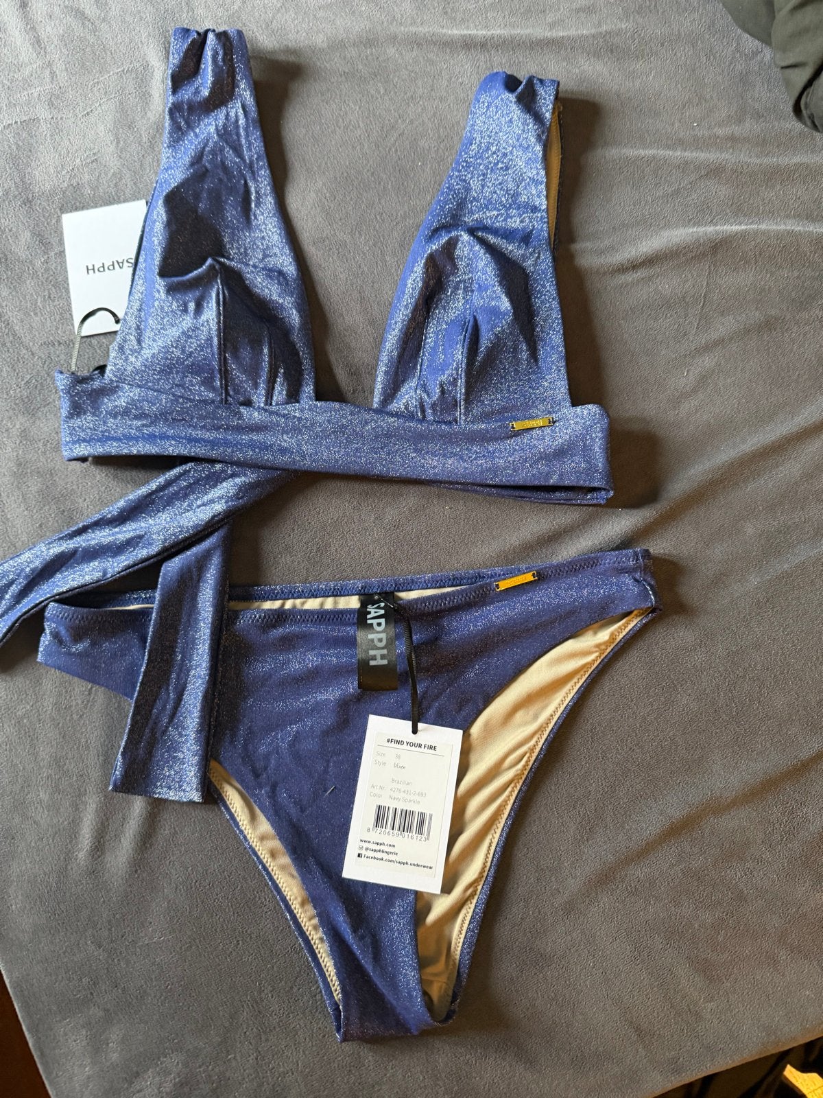 Nieuwe Sapph Bikini 38 Navy Sparkle, Kleding | Dames, Badmode en Zwemkleding, Ophalen of Verzenden, Nieuw, Blauw, Bikini