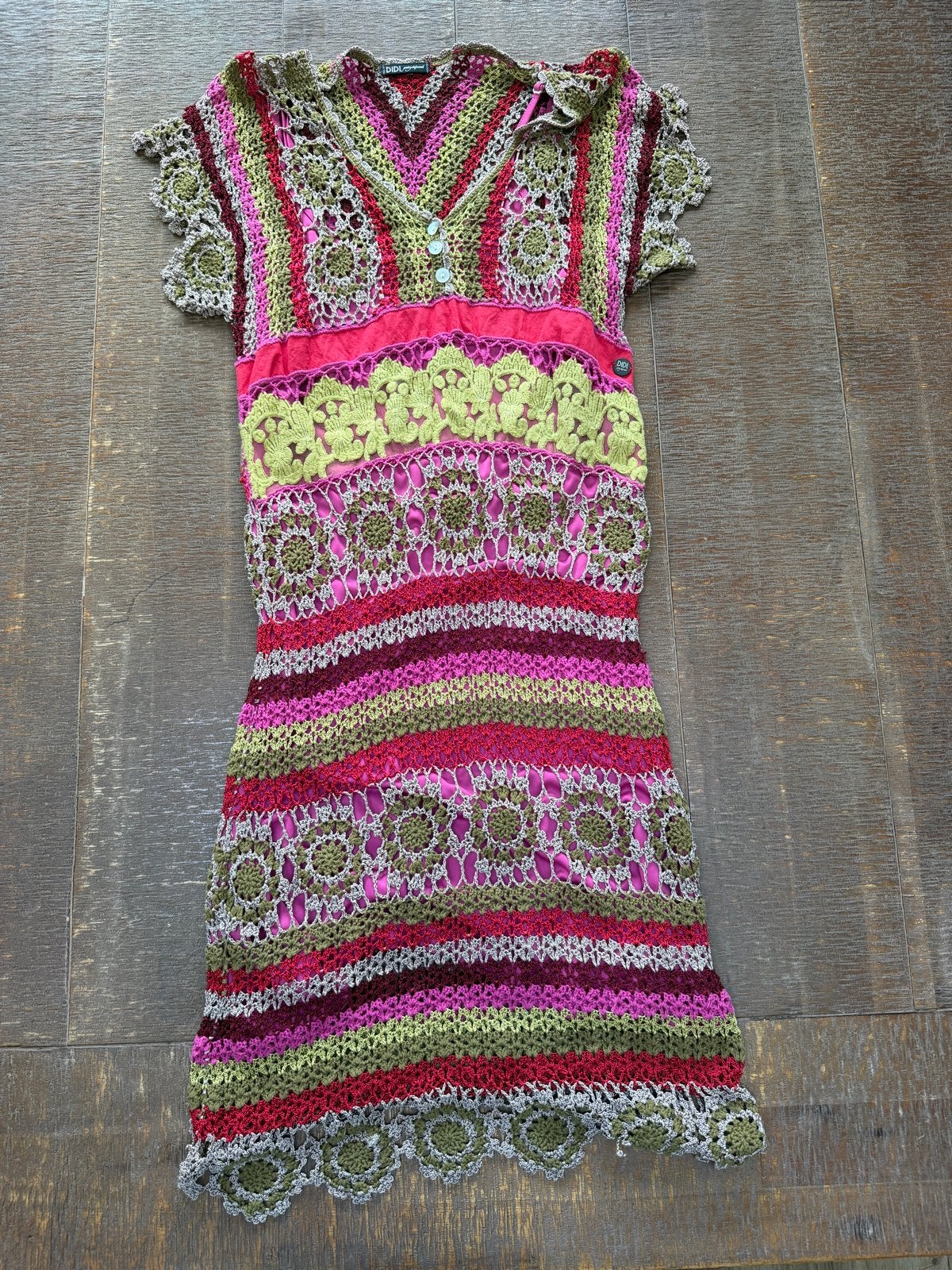 ALLES MOET WEG! Didi Jurk Maat L met Fuchsia Onderjurk, Kleding | Dames, Maat 42/44 (L), Knielengte, Gedragen, Meerkleurig