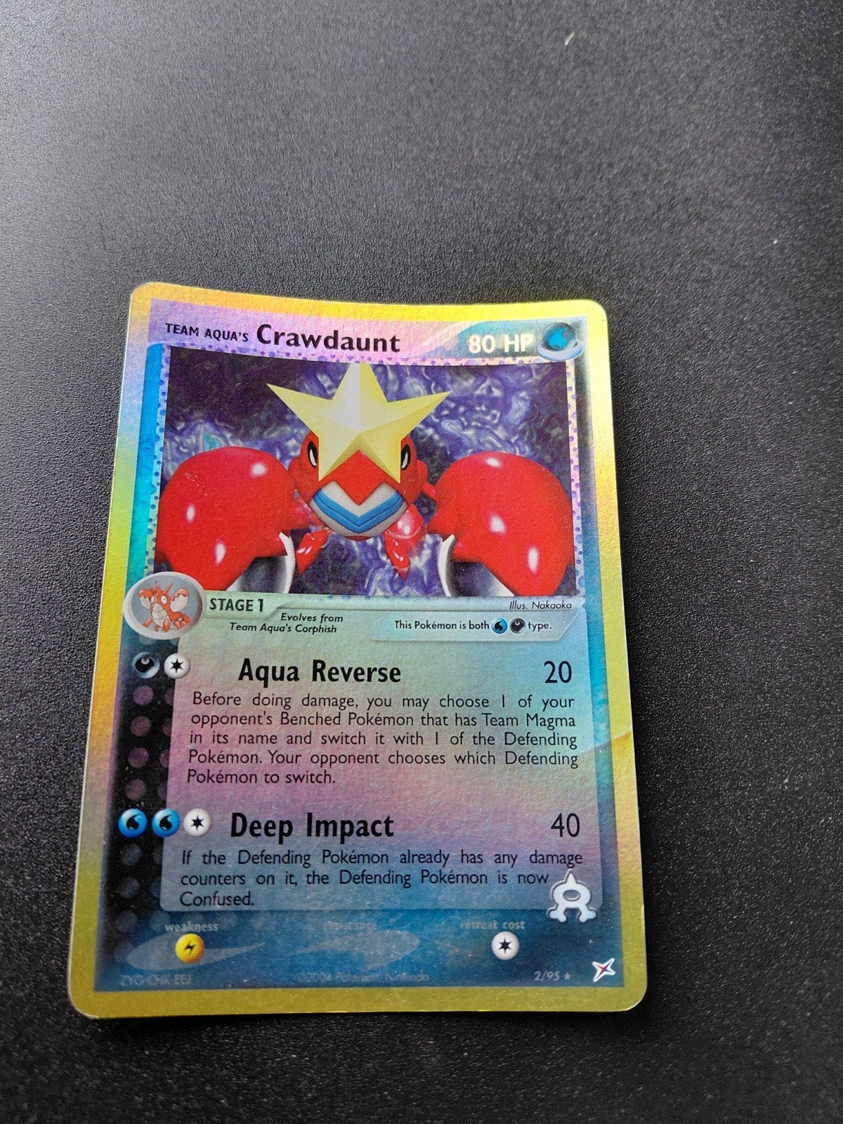 Crawdaunt Team Magma Reverse Holo 2/95 Pokémon Kaart, Ophalen of Verzenden, Gebruikt, Losse kaart, Foil