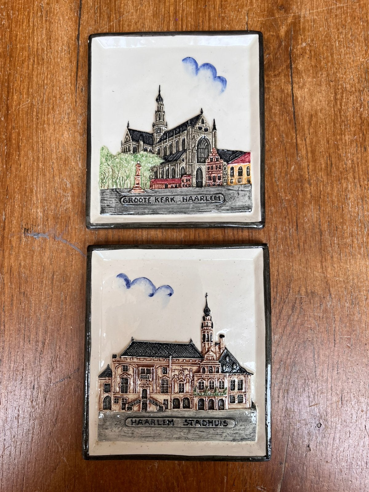 Vintage tegeltjes Haarlem stadhuis / grote kerk, Ophalen
