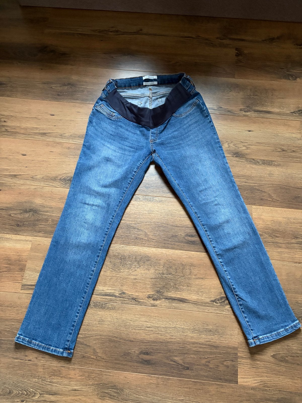 Seraphine Zwangerschapsjeans Slim-Fit Mid Blue Wash, Maat 38/40 (M), Blauw, Ophalen of Verzenden, Zo goed als nieuw