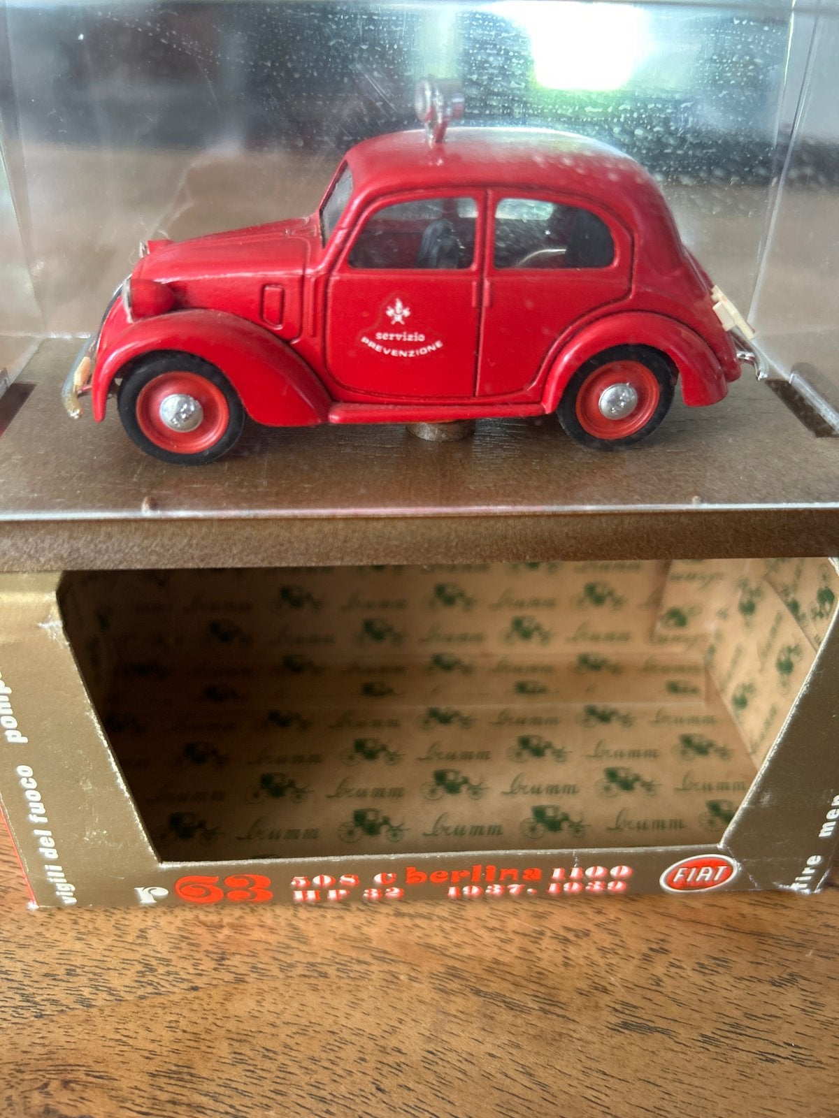 Vintage Brumm Fiat 508 C Berlina 1100 Brandweerauto, Ophalen of Verzenden, Zo goed als nieuw, Auto, Overige merken