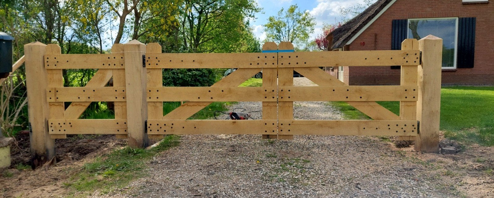 Vol eiken landhek, zware kwaliteit! Elke maat mogelijk!, Tuin en Terras, Ophalen of Verzenden, Nieuw, Hout, Tuinhek