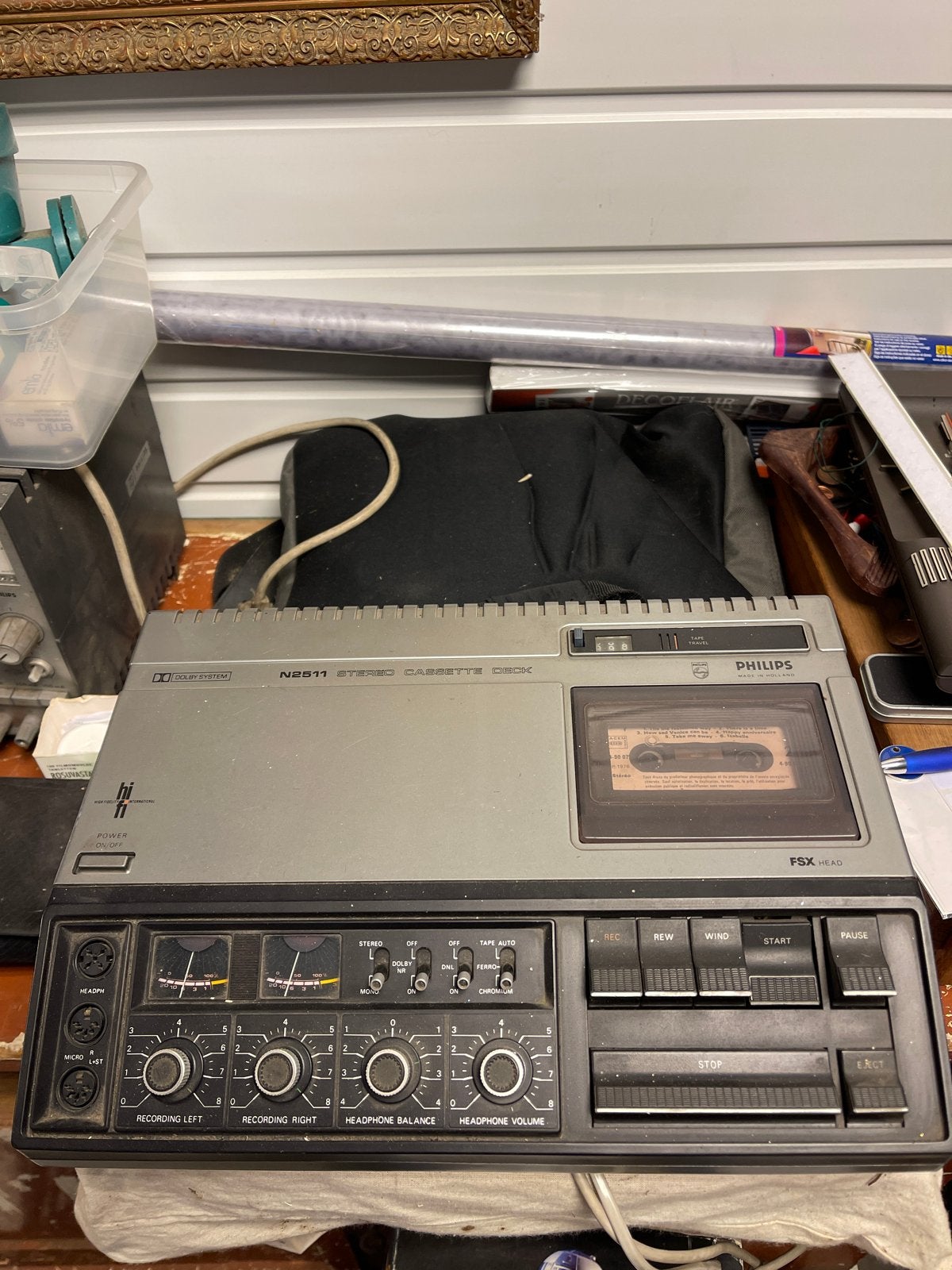 Philips N2511 Stereo Cassette Deck - Vintage Hifi, Audio, Tv en Foto, Cassettedecks, Ophalen of Verzenden, Dubbel, Philips