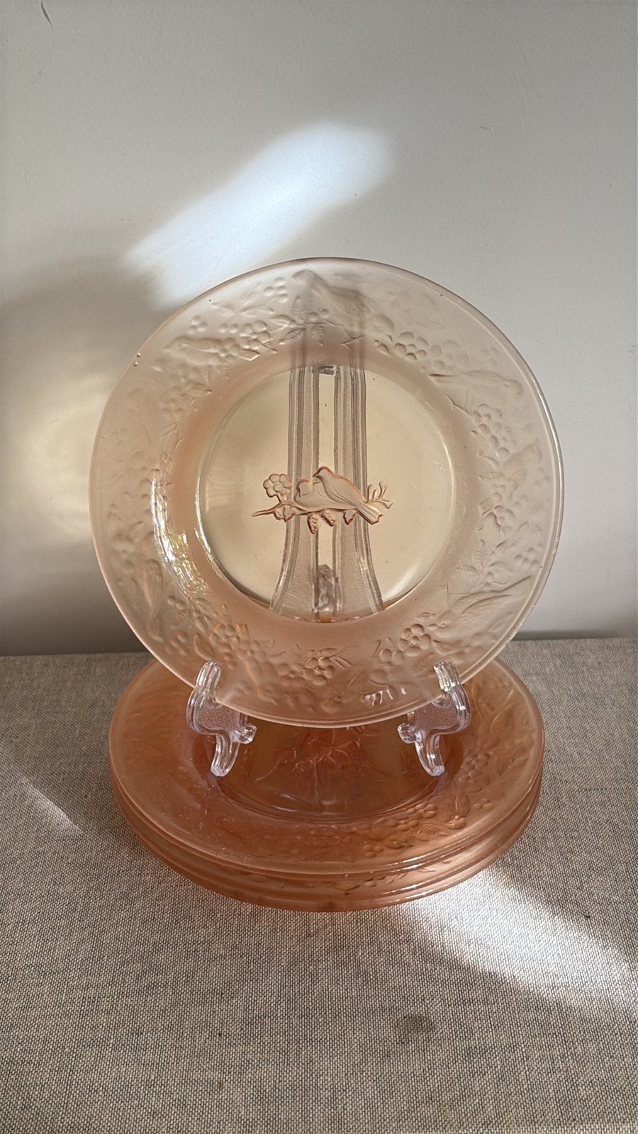 Jules Henri Vernon roze geperst glazen bordjes/schotels 5x, Ophalen of Verzenden
