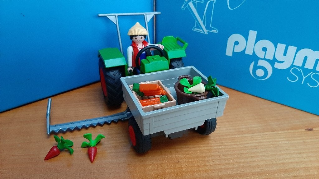 boerderij 4497 oogst tractor laadbak grijs groente 100%, Kinderen en Baby's, Speelgoed | Playmobil, Zo goed als nieuw, Complete set