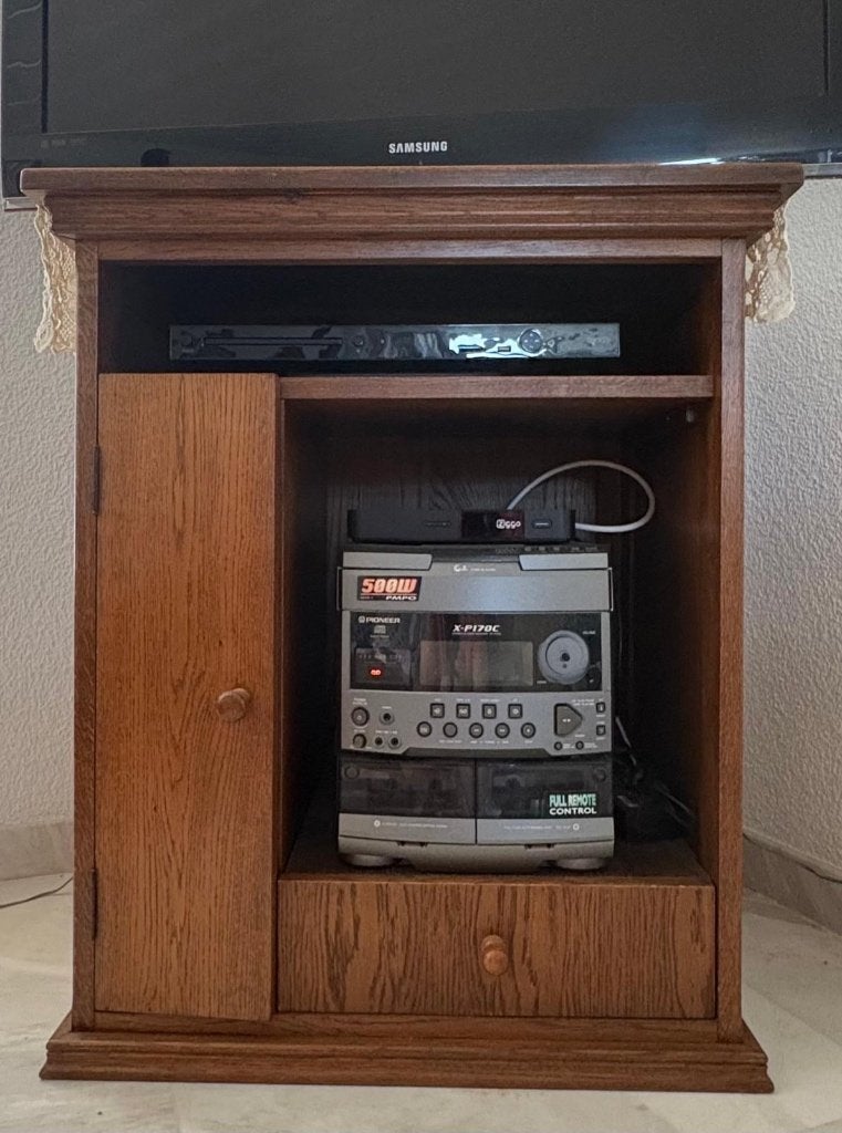 Eiken Televisie kastje, Ophalen, Eikenhout, 50 tot 100 cm, Zo goed als nieuw
