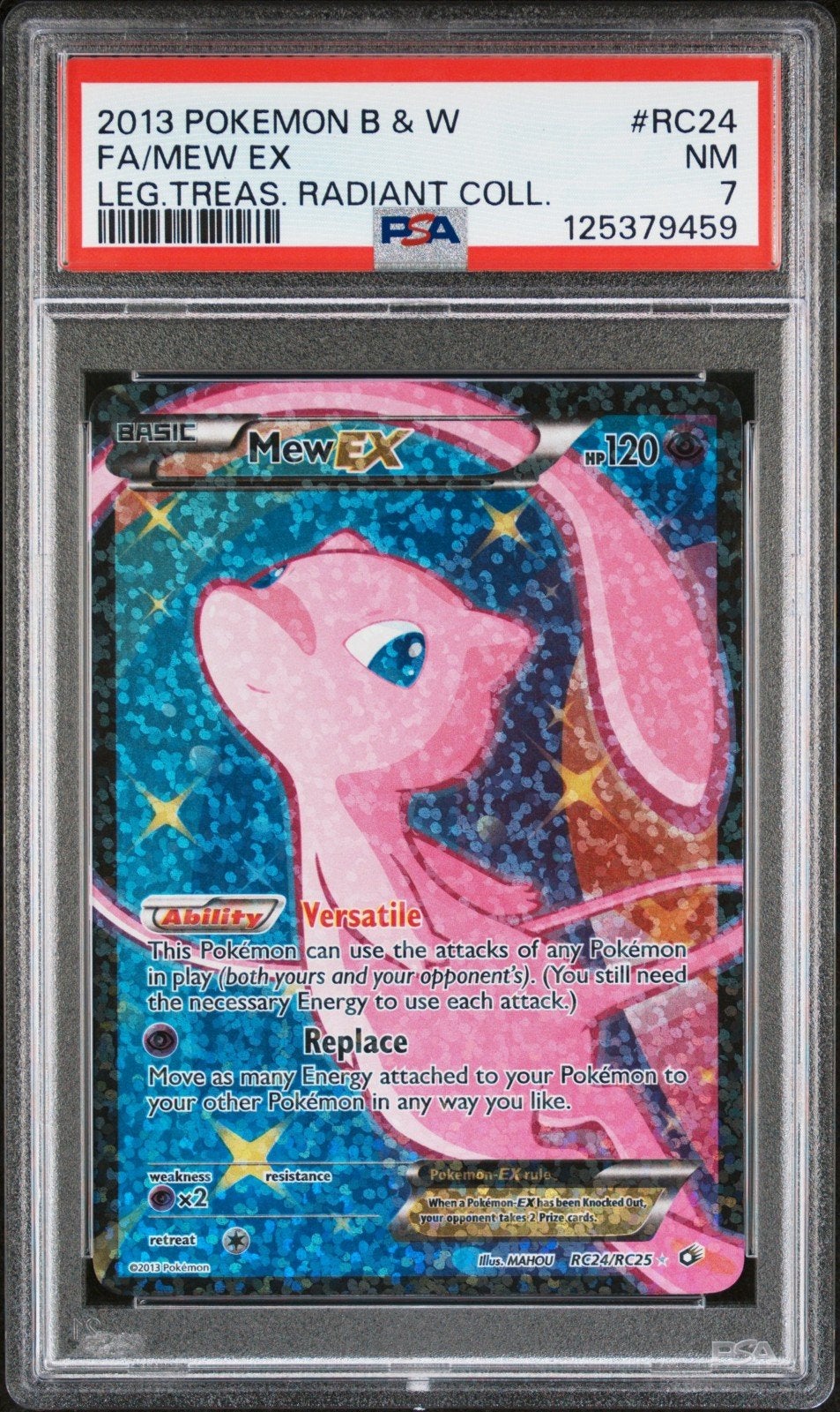 Mew EX RC24/RC25 Radiant Collection PSA 7 NM Pokémon Kaart, Ophalen of Verzenden, Gebruikt, Losse kaart, Foil