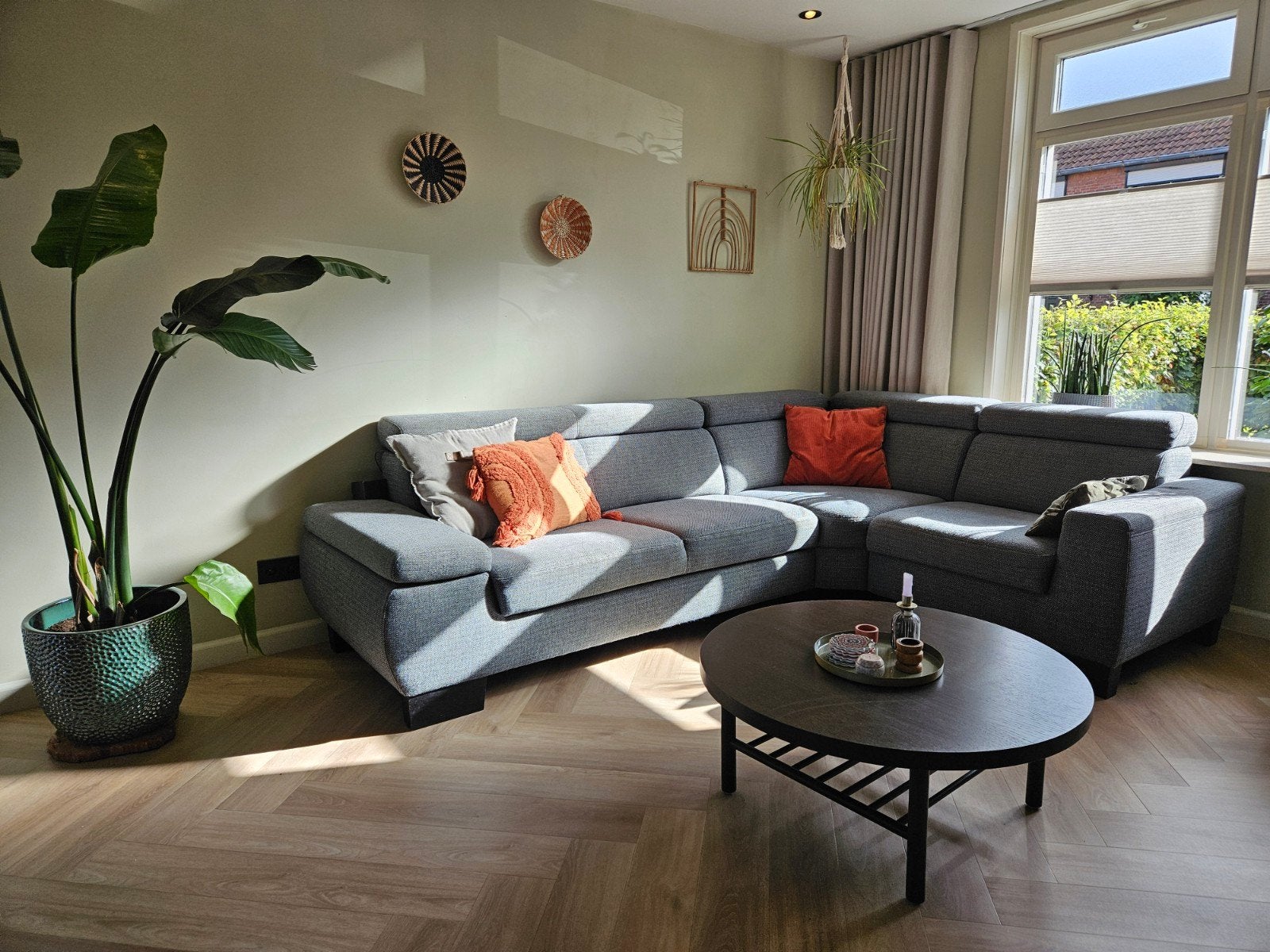 Comfortabele grijze hoekbank, Huis en Inrichting, Ophalen, Modern, Comfortabel, 250 tot 300 cm, Gebruikt