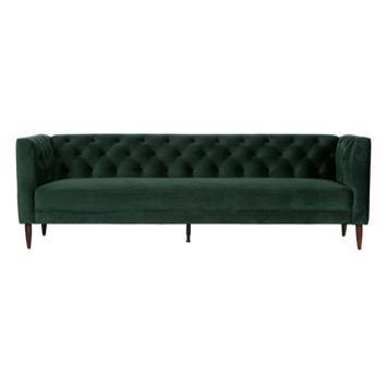 Groene bank velours, Ophalen, Gebruikt, Driepersoons, 75 tot 100 cm