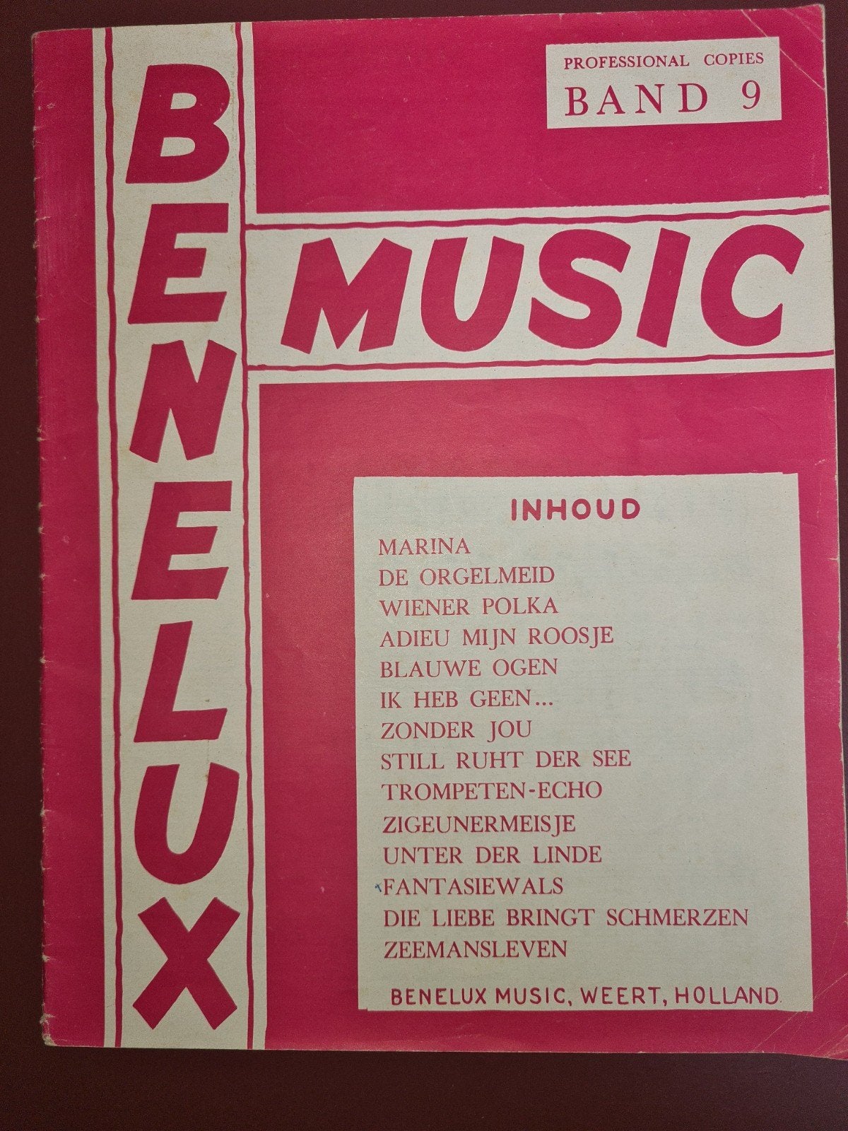 Benelux Music Band 9 - Marina bladmuziek, Muziek en Instrumenten, Gebruikt, Ophalen of Verzenden, Thema, Populair