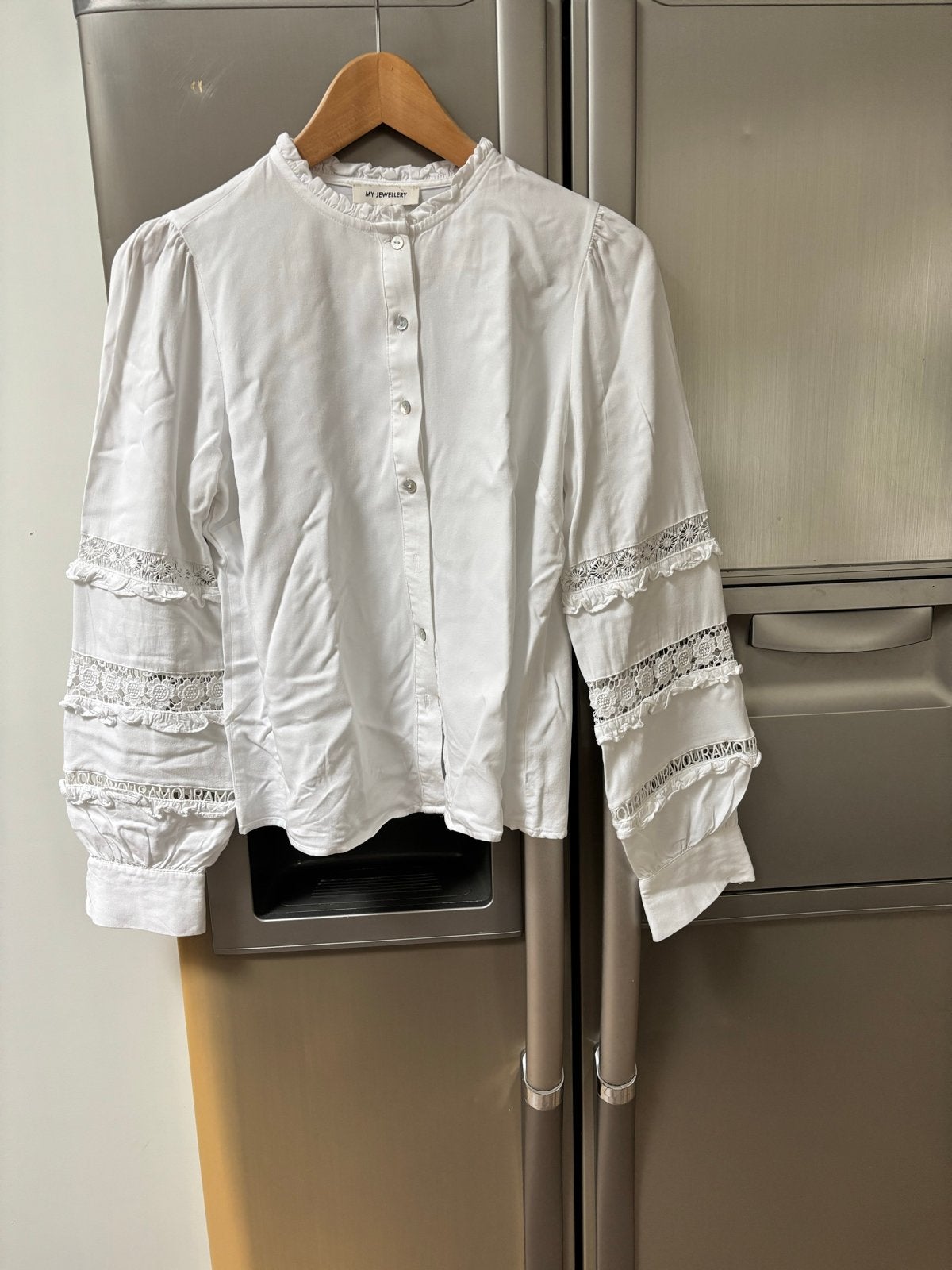 Witte blouse met ruches - My Jewellery (XS), Ophalen of Verzenden, Zo goed als nieuw, Maat 34 (XS) of kleiner, Wit