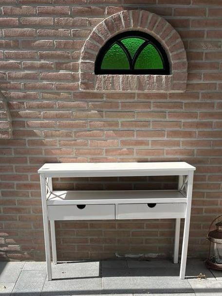 Witte console tafel met 2 lades, Ophalen, Gebruikt, 1 of 2 laden, 50 tot 100 cm