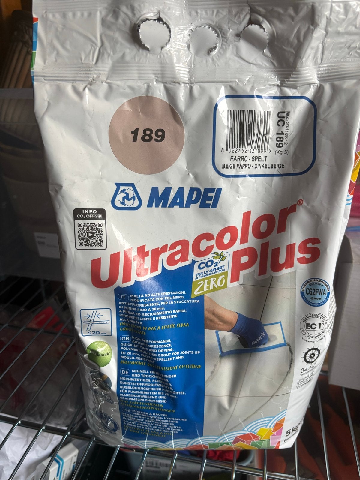 Mapei Ultracolor Plus Voegmortel 189 Farro (Beige) 5kg, Ophalen, Nieuw, Overige materialen, Overige typen