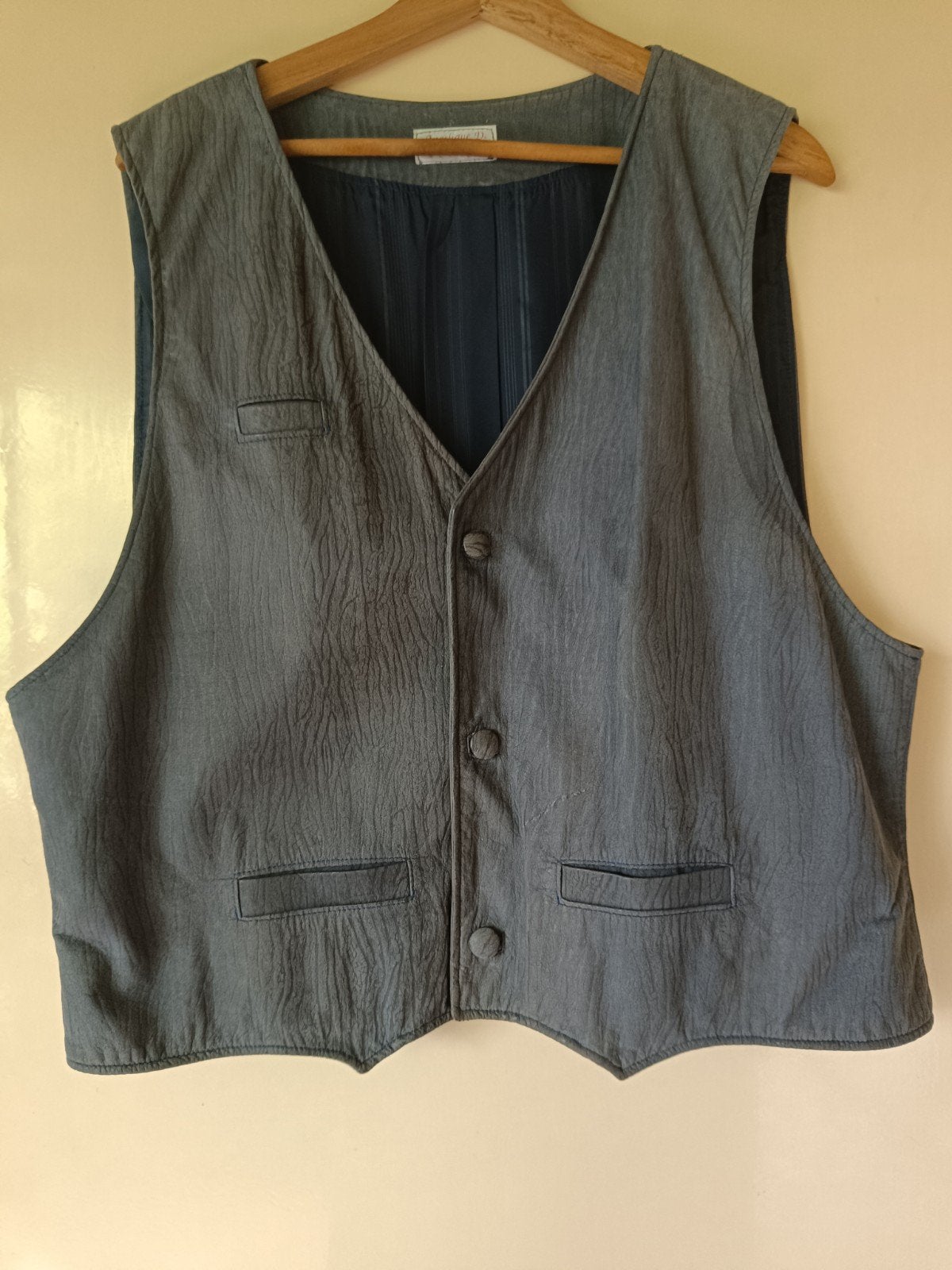 Gilet - Nappa leder - Handgemaakt, Kleding | Heren, Kostuums en Colberts, Zo goed als nieuw, Maat 52/54 (L), Blauw, Ophalen of Verzenden