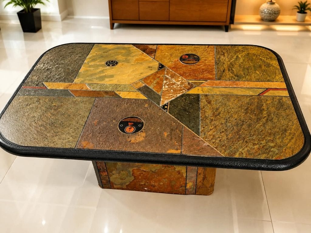 Brutalist salontafel in Paul Kingma-stijl (jaren ’70/’80), Ophalen, Overige materialen, Gebruikt, 100 tot 150 cm