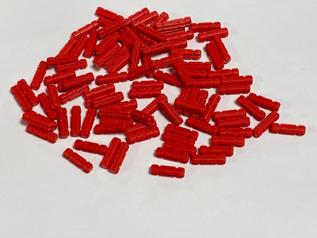 Partij 100x nieuwe rode Lego gekartelde axle 2L, Overige thema's, Lego, Nieuw, Ophalen of Verzenden