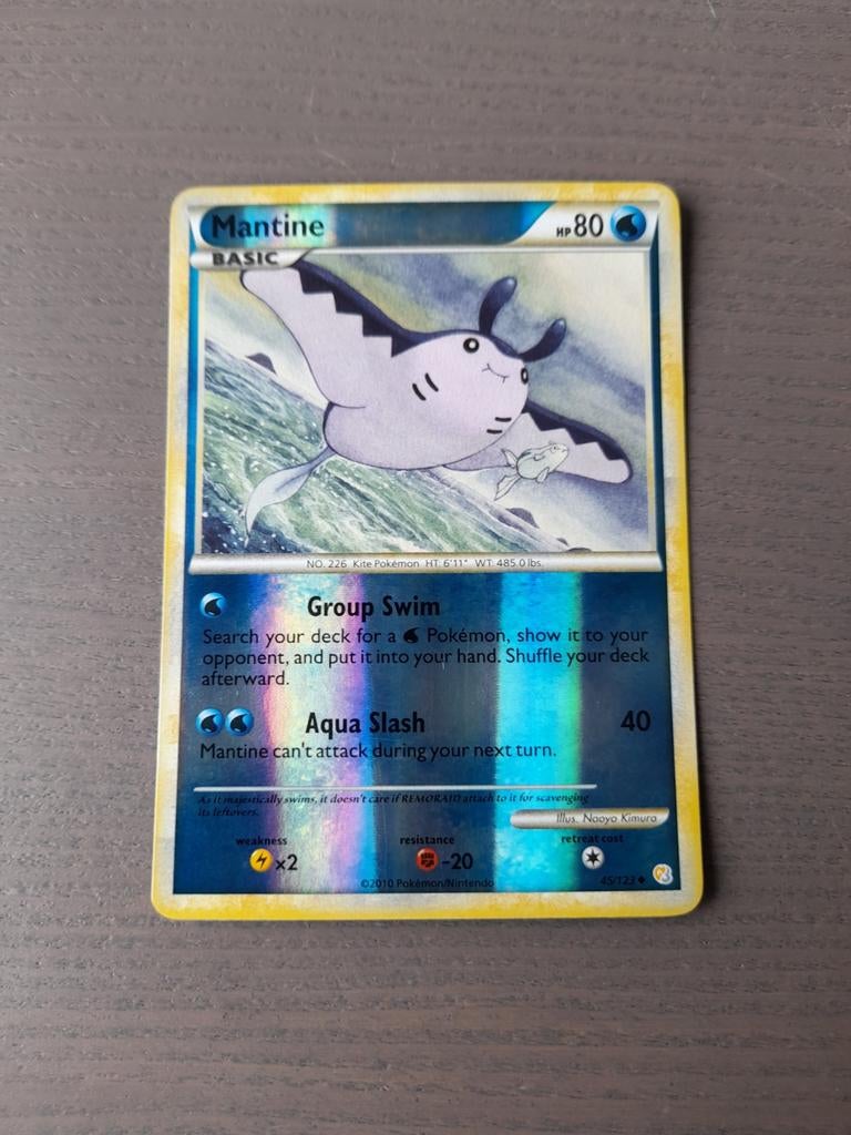 Heartgold & soulsilver 45/123 mantine reverse, Ophalen of Verzenden, Gebruikt, Losse kaart, Foil