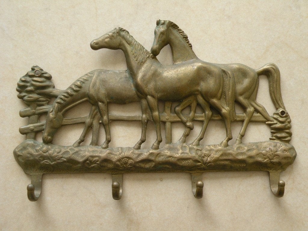 Kapstokje, koper, paarden., Wandkapstok, Overige materialen, Ophalen of Verzenden, Zo goed als nieuw
