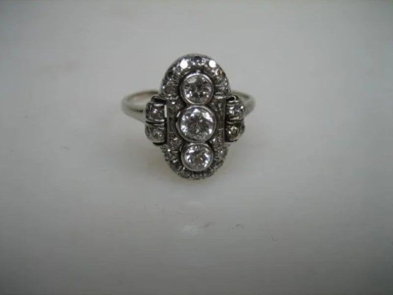 Antieke Witgouden Prinsessen damesring Briljanten ca.1922, Verzenden, Goud, Ring, Met edelsteen
