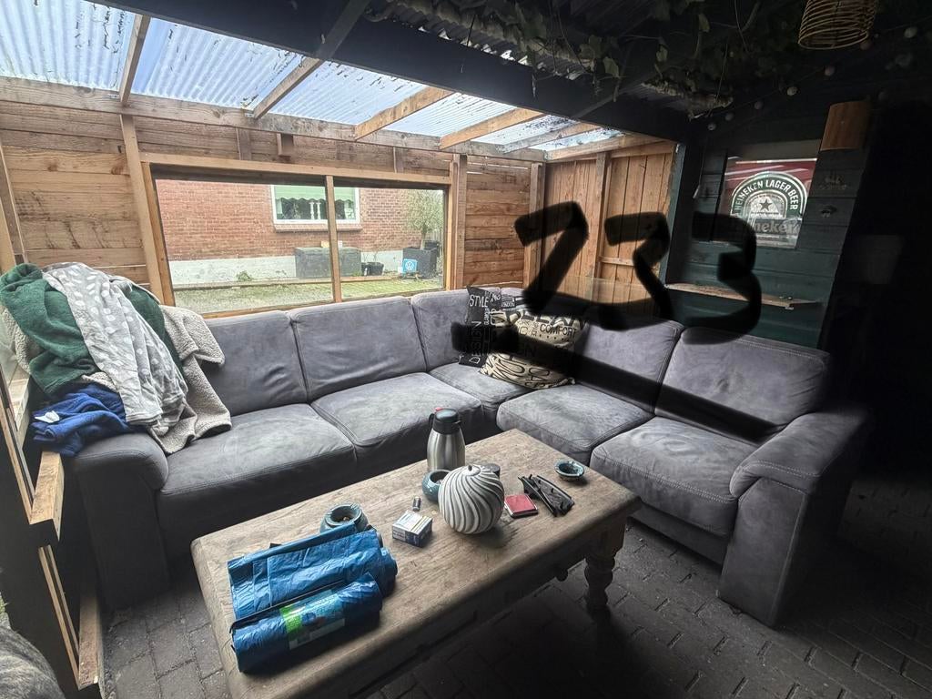 Gratis Grote hoekbank gratis !!, Ophalen of Verzenden, Gebruikt, Overige materialen, Alkantara