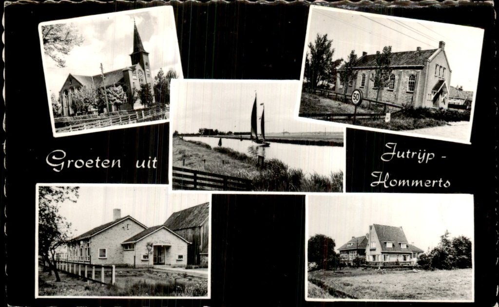 Jutrijp-Hommerts - Gereformeerde kerk - Ansicht, Ophalen of Verzenden, 1940 tot 1960, Gelopen, Friesland