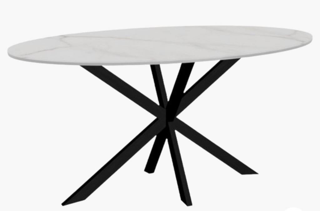 Marmerlook eettafel met 4 stoelen, Ophalen of Verzenden, Zo goed als nieuw