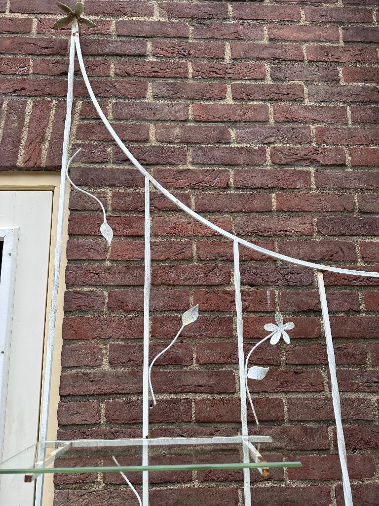 Vintage metalen wandrek, antiek brocante plantenstandaard, Ophalen