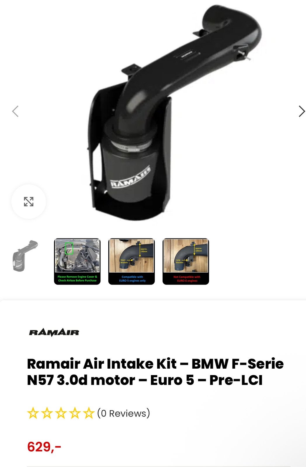 Open luchtfilter Ramair Air Intake Kit BMW N57 3.0D 30D 35D, Ophalen, Gebruikt, BMW