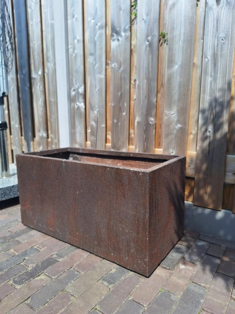 Fiberstone Bloembak Roestbruin met spikkel 80x38x41 cm, Ophalen, Overige materialen, Gebruikt, Binnen