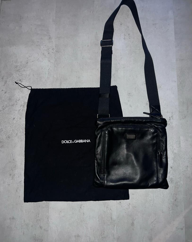 D&G Dolce & Gabbana Leren Schoudertas Tas, Overige merken, Zwart, Ophalen of Verzenden, Zo goed als nieuw