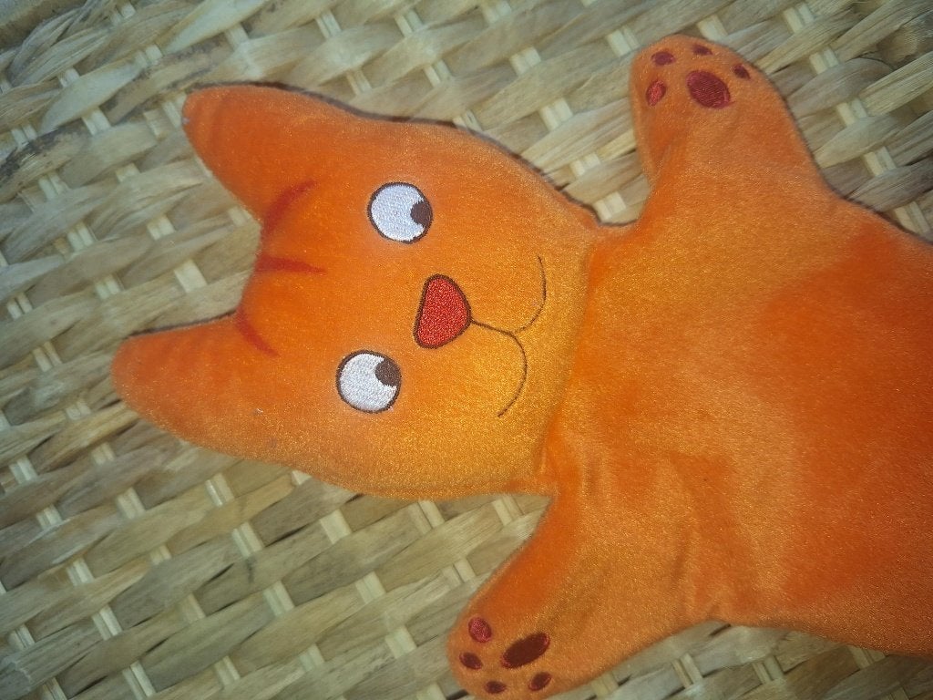 Oranje kat handpop  Dikkie Dik- Speelgoed voor kinderen, Ophalen of Verzenden