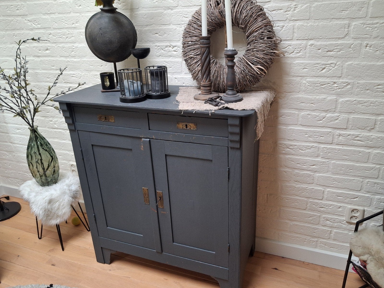 Vintage dressoir/kastje - Antracietgrijs, Ophalen