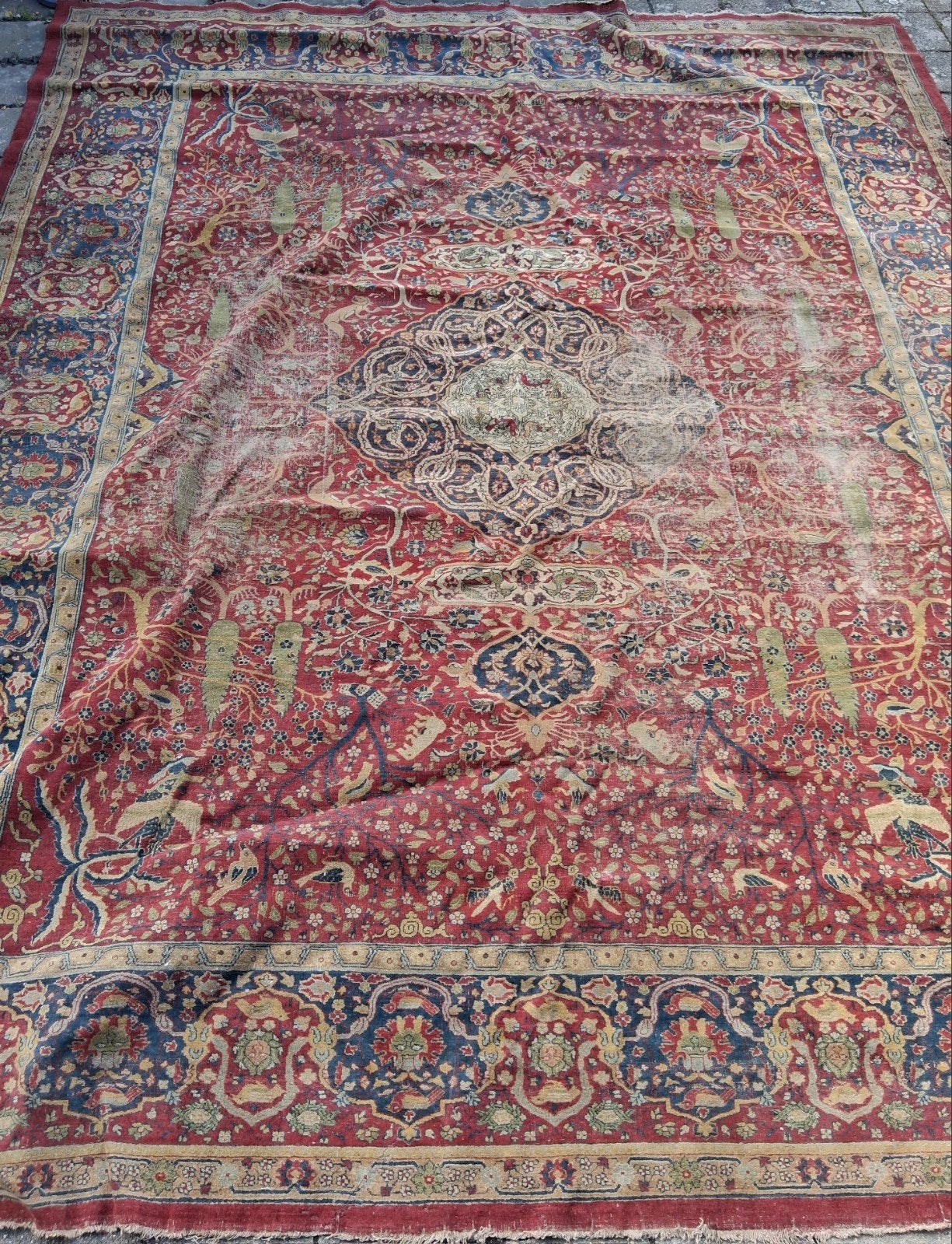 Groot Perzisch tapijt - 360x430 cm, Ophalen, Gebruikt, Perzisch, Blauw