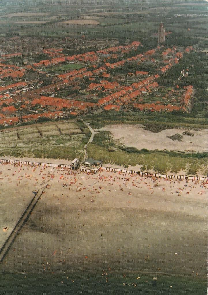 WESTKAPELLE Luchtfoto Dorp en Strand, Verzamelen, Ansichtkaarten | Nederland, Gelopen, Zeeland, 1980 tot heden, Verzenden