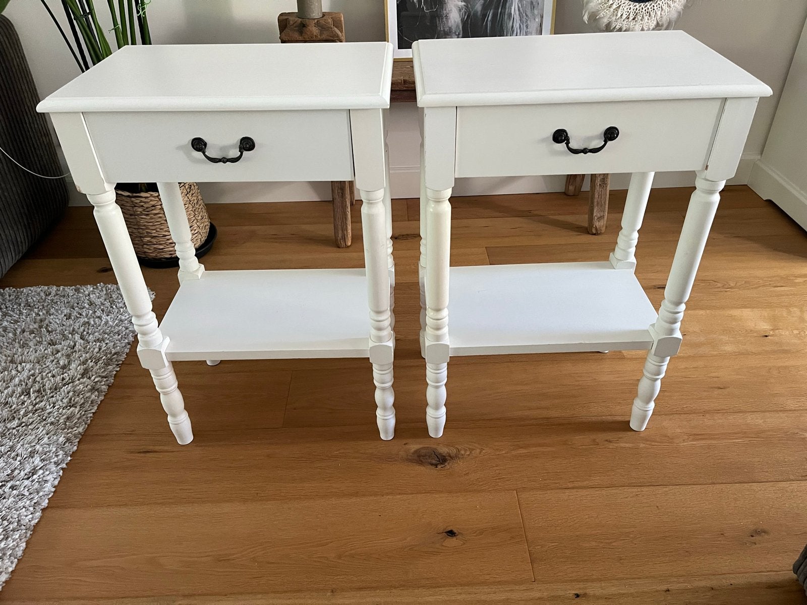 2 Nachtkastje met lade en plank - Wit