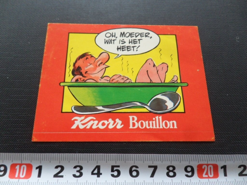 sticker strip knorr bouillon bord oh moeder wat is het heet, Ophalen of Verzenden, Zo goed als nieuw