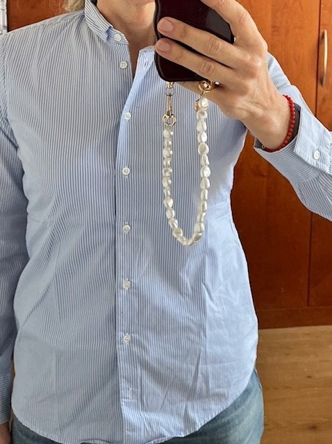 Purdey blouse fijn streepje blauw wit, Blauw, Ophalen of Verzenden, Zo goed als nieuw, Purdey