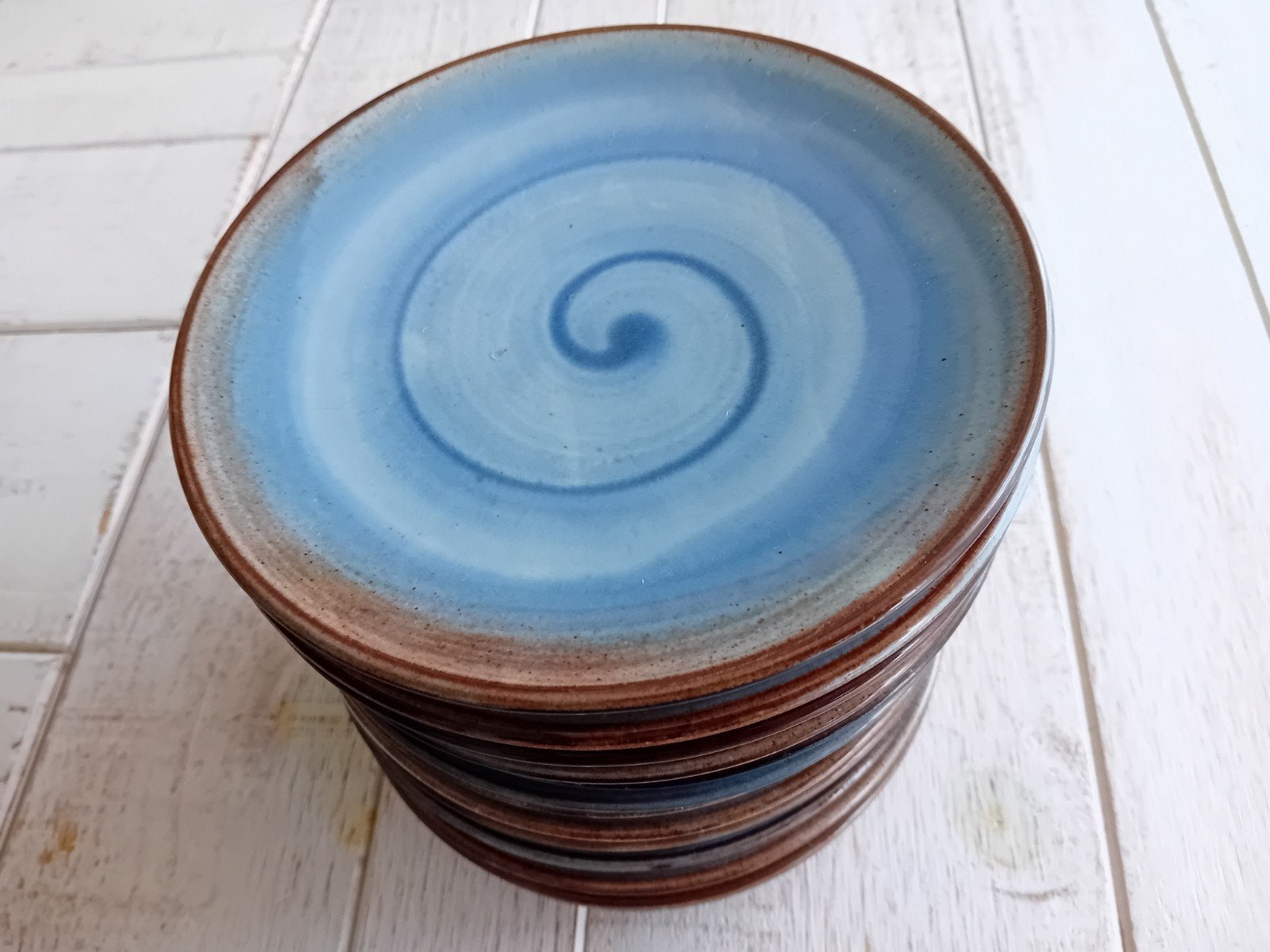 14 gebaksbordjes blauw Volendams aardewerk Volendam i.z.g.st, Gebruikt, Ophalen of Verzenden, Bord(en), Overige stijlen