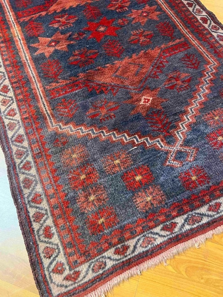 Handgeknoopt Beloetsjisch tapijt 122/71 cm, Huis en Inrichting, 100 tot 150 cm, Blauw, Djt@dejuistetoon.eu, Zo goed als nieuw