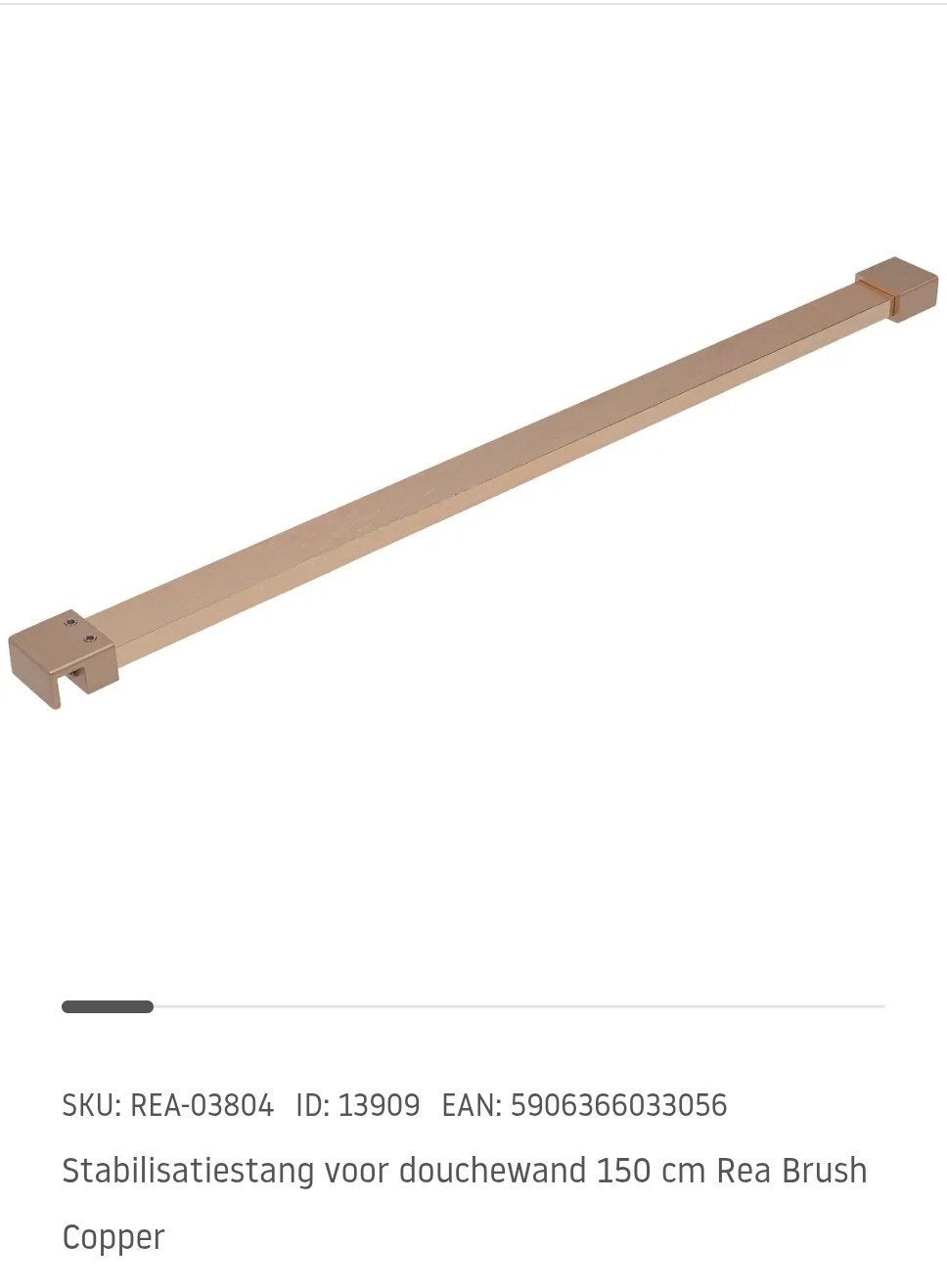 Stabilisatiestang douchewand 150 cm - Geborsteld Koper, Ophalen, Nieuw, Overige kleuren, Douche-accessoire