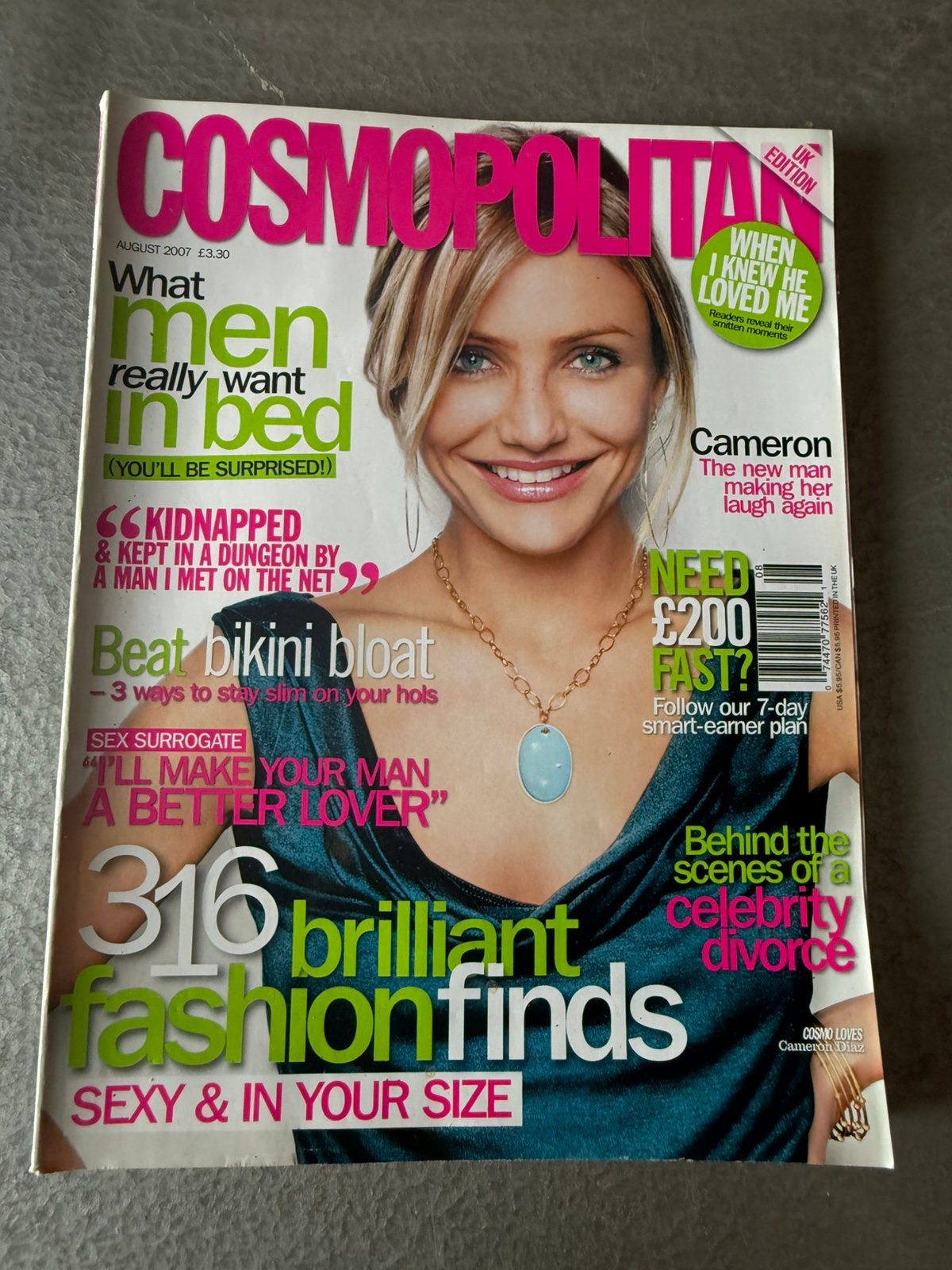 Cosmopolitan UK aug 2007 - Cameron Diaz, Ophalen of Verzenden, Gelezen, Glossy