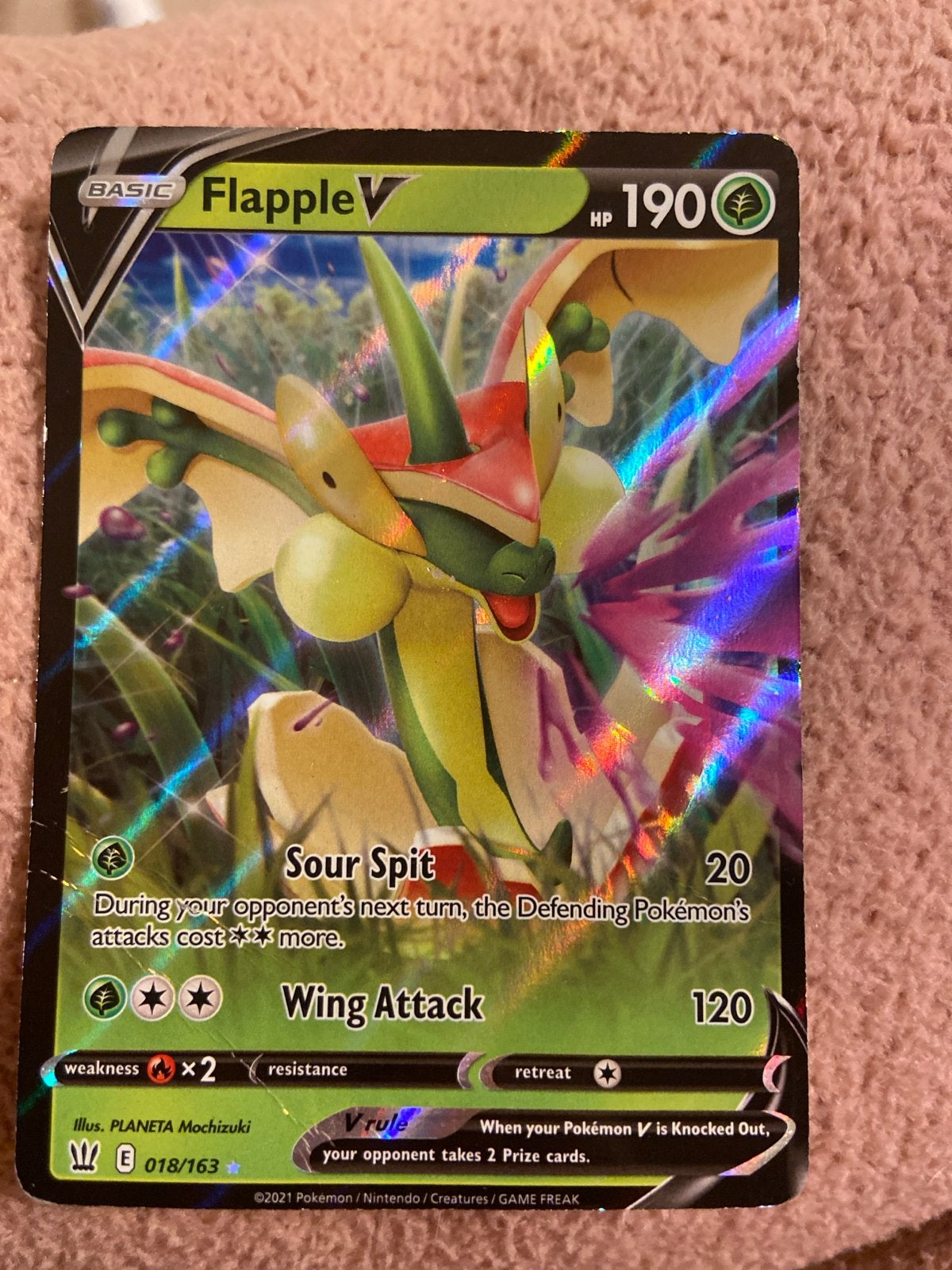 Pokémon Kaart Flapple V (018/163) - Redelijk Goede Staat, Ophalen of Verzenden, Gebruikt, Losse kaart, Foil