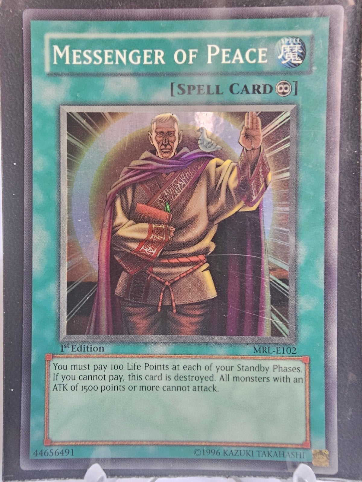 Yu-Gi-Oh! Messenger of Peace 1st Edition Spell Card, Verzenden, Zo goed als nieuw, Losse kaart, Foil