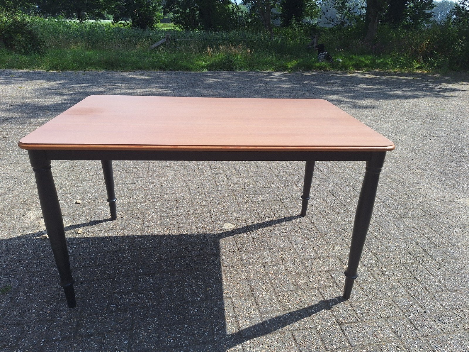 IKEA DANDERYD eettafel/bureau 130x80 cm – grenenfineer/zwart, Huis en Inrichting, Tafels | Sidetables, 75 cm of meer, 100 tot 150 cm