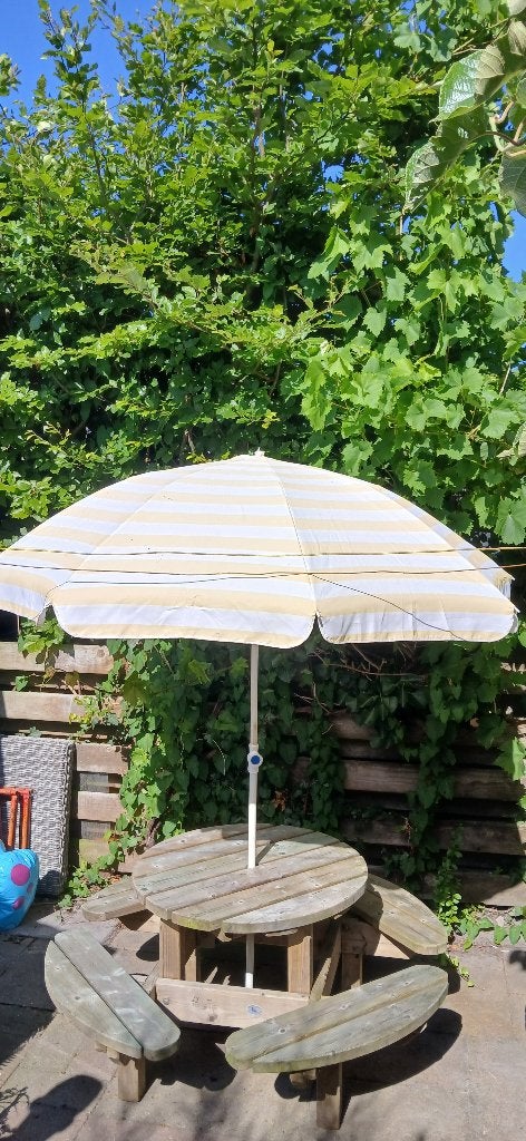 Picknick bankje kinderen, Tuin en Terras, Gebruikt, Rechthoekig, Hout, Ophalen