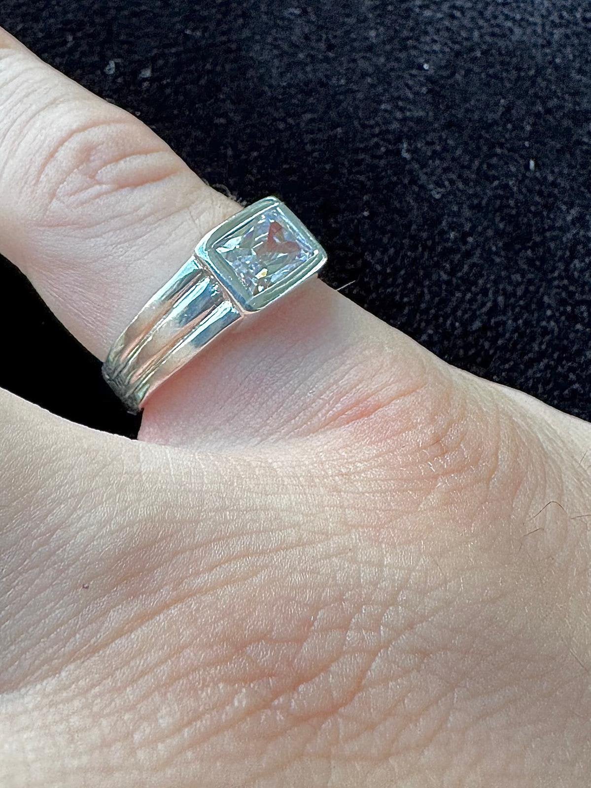 Ring 925 zilver diamant - Maat 17,5, Sieraden, Tassen en Uiterlijk, Ringen, Ophalen of Verzenden, Zo goed als nieuw, 17 tot 18